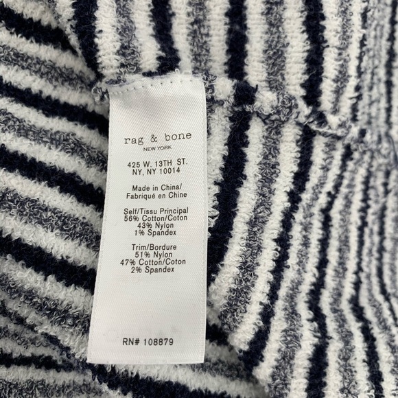 Rag & Bone Lindsay navy blue white stripe terry shift dress sleeveless Medium - Picture 7 of 7